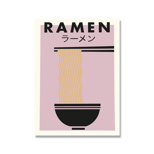 Japanese Food Wall Art Prints Funny Linear Ramen Noodles Poster Kitchen Art Canvas Painting Pictures For Living Room Home Decor